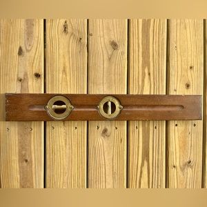 Vintage Mahogany and Brass Acme Level Co. Adjustable Inclinometer & Plumb 26”